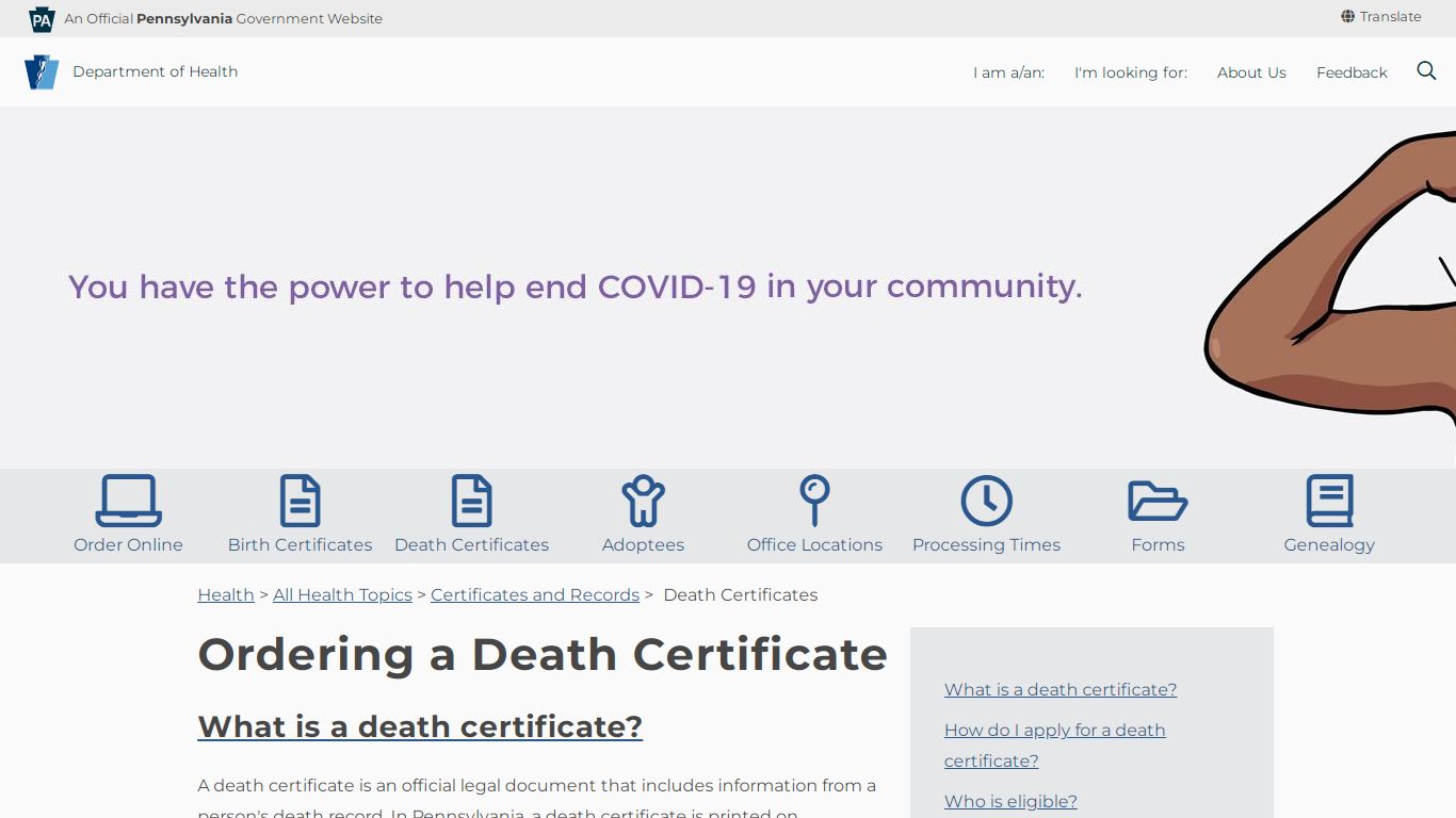 Death Certificates - Department of Health